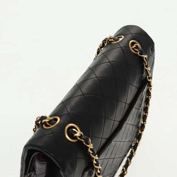 CHANEL Matelasse Chain Hand Bag Lamb Skin Black Gold CC Auth 95715AV - Picture 7 of 16